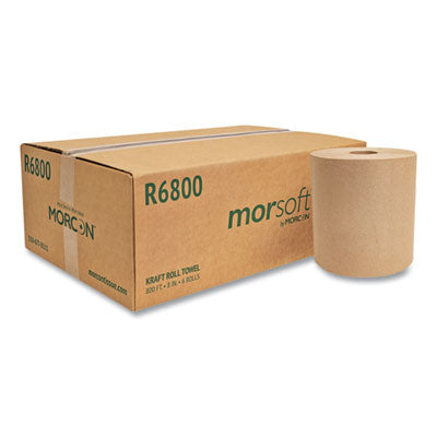 MORCON Morsoft Universal Roll Towels, 1-Ply, 8" x 800 ft, Brown, 6 Rolls/Carton