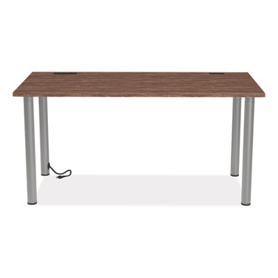 Essentials Writing Table-Desk with Integrated Power Management, 59.7" x 29.3" x 28.8", Espresso/Aluminum OrdermeInc OrdermeInc