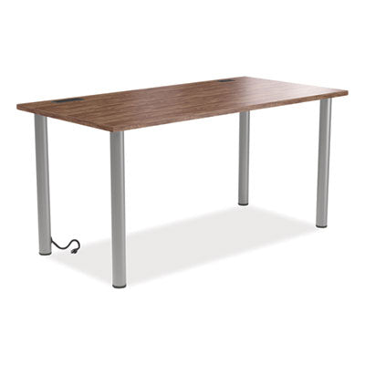 Essentials Writing Table-Desk with Integrated Power Management, 59.7" x 29.3" x 28.8", Espresso/Aluminum OrdermeInc OrdermeInc