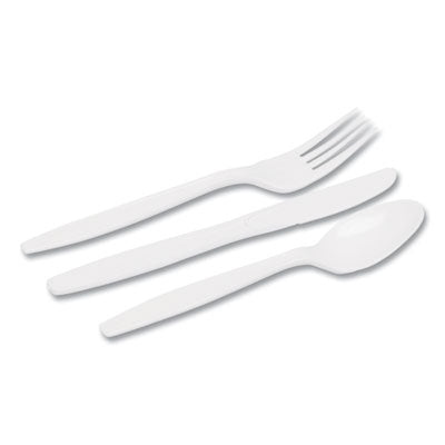 DIXIE FOOD SERVICE Combo Pack, Tray with White Plastic Utensils, 56 Forks, 56 Knives, 56 Spoons