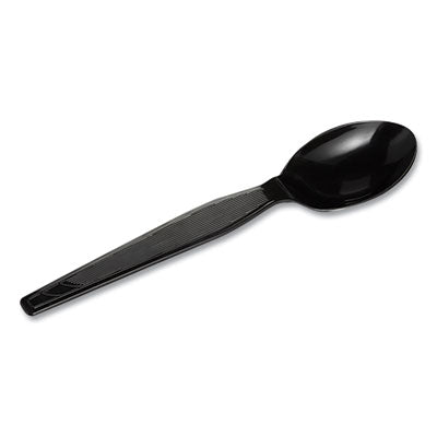 Plastic Cutlery, Heavyweight Teaspoons, Black, 1,000/Carton - OrdermeInc