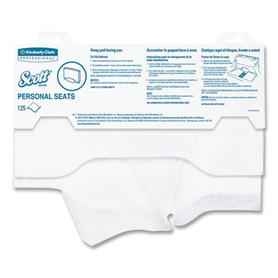 Scott® Personal Seats Sanitary Toilet Seat Covers, 15 x 18, White, 125/Pack - OrdermeInc