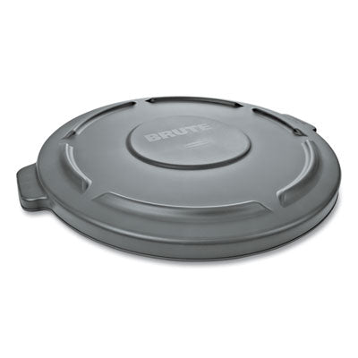 RUBBERMAID COMMERCIAL PROD. BRUTE Self-Draining Flat Top Lid, for 32 gal Round BRUTE Containers, 22.25" Diameter, Gray - OrdermeInc