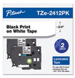 TZe Standard Adhesive Laminated Labeling Tape, 0.7" x 26.2 ft, Black on White, 2/Pack OrdermeInc OrdermeInc