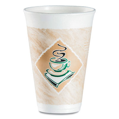DART Cafe G Foam Hot/Cold Cups, 16 oz, Brown/Green/White, 1,000/Carton - OrdermeInc