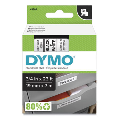 D1 High-Performance Polyester Removable Label Tape, 0.75" x 23 ft, Black on White OrdermeInc OrdermeInc