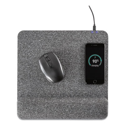 Powertrack Plush Wireless Charging Mouse Pad with Wrist Rest, 11.8 x 11.6, Gray OrdermeInc OrdermeInc