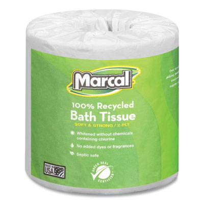Marcal® 100% Recycled 2-Ply Bath Tissue, Septic Safe, Individually Wrapped Rolls, White, 330 Sheets/Roll, 48 Rolls/Carton OrdermeInc OrdermeInc