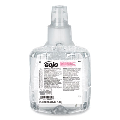 GO-JO INDUSTRIES Clear and Mild Foam Handwash Refill, For GOJO LTX-12 Dispenser, Fragrance-Free, 1,200 mL Refill, 2/Carton - OrdermeInc