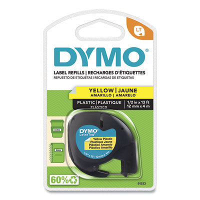 DYMO® LetraTag Plastic Label Tape Cassette, 0.5" x 13 ft, Yellow - OrdermeInc