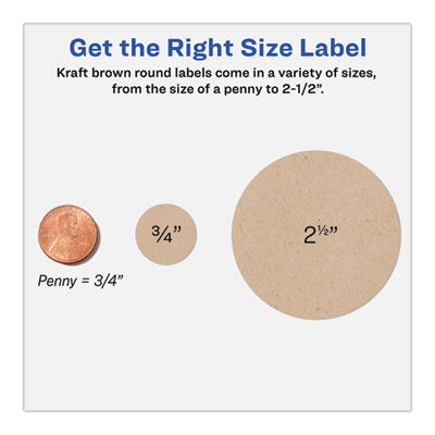 Round Brown Kraft Print-to-the-Edge Labels, 2.5" dia, 225/PK OrdermeInc OrdermeInc