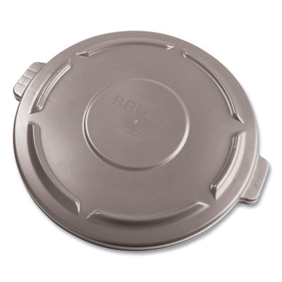 RUBBERMAID COMMERCIAL PROD. BRUTE Self-Draining Flat Top Lid, for 32 gal Round BRUTE Containers, 22.25" Diameter, Gray - OrdermeInc