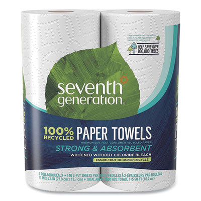 100% Recycled Paper Kitchen Towel Rolls, 2-Ply, 11 x 5.4, 140 Sheets/Roll, 2 Rolls/Pack, 12 Packs/Carton - OrdermeInc