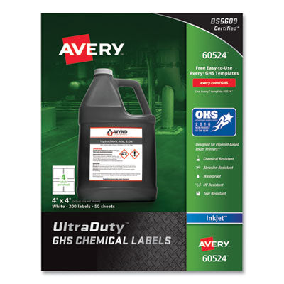 UltraDuty GHS Chemical Waterproof and UV Resistant Labels, 4 x 4, White, 4/Sheet, 50 Sheets/Pack OrdermeInc OrdermeInc