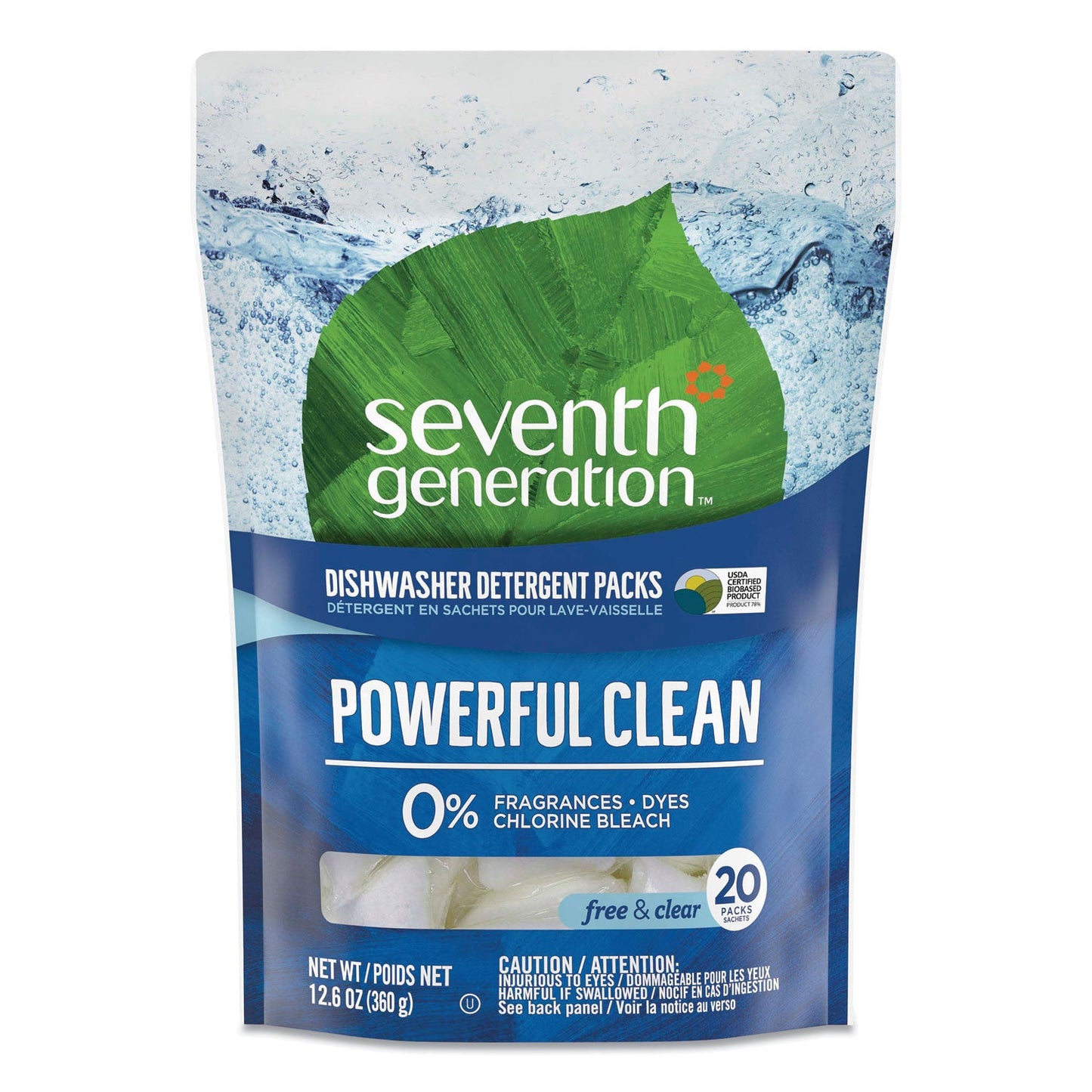 Natural Automatic Dishwasher Detergent Packs, Free and Clear, 45 Powder Packets/Box, 5 Boxes/Carton - OrderMe
