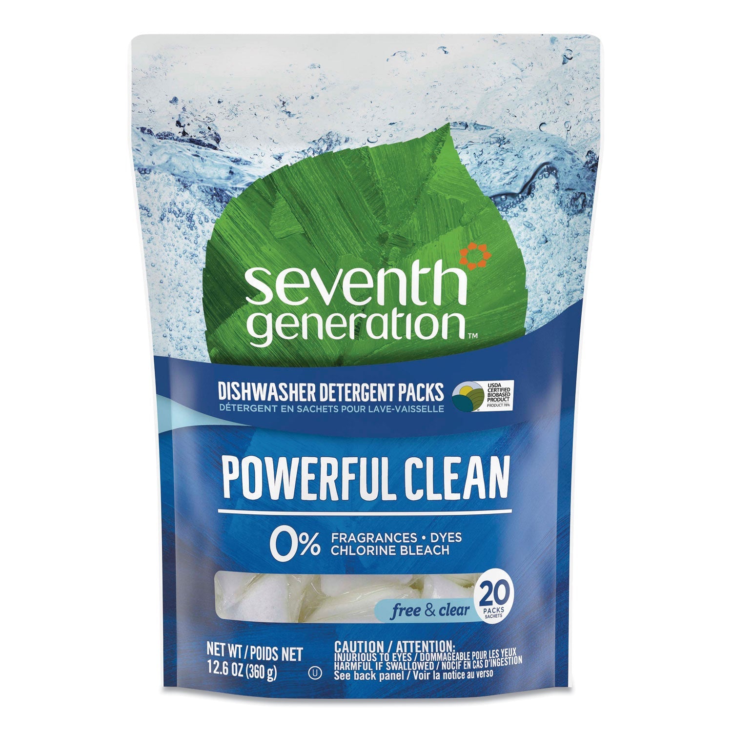 Natural Automatic Dishwasher Detergent Packs, Free and Clear, 45 Powder Packets/Box, 5 Boxes/Carton - OrderMe