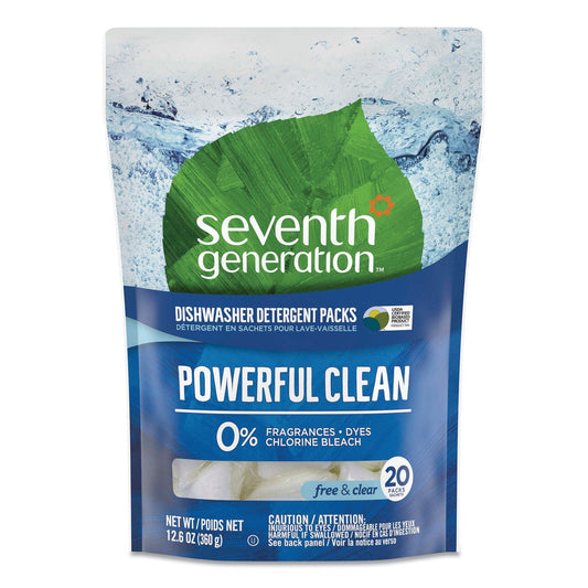 Natural Automatic Dishwasher Detergent Packs, Free and Clear, 45 Powder Packets/Box - OrderMe