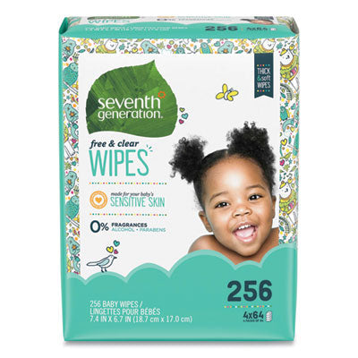 Seventh Generation® Free and Clear Baby Wipes, 7 x 7, Refill, Unscented, White, 256/Pack, 3 Packs/Carton OrdermeInc OrdermeInc