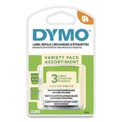 LetraTag Paper/Plastic Label Tape Value Pack, 0.5" x 13 ft, Assorted, 3/Pack OrdermeInc OrdermeInc
