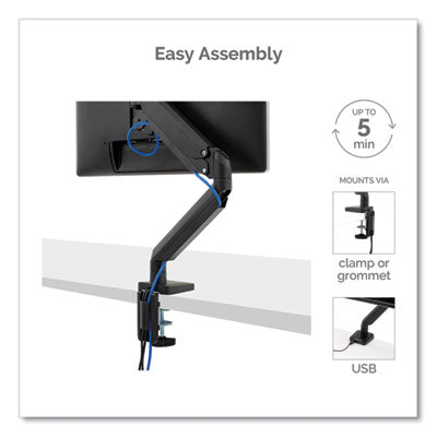 Platinum Series Single Monitor Arm, For 30" Monitors, 360 deg Rotation, 180 deg Tilt, 360 deg Pan, Black, Supports 20 lb OrdermeInc OrdermeInc