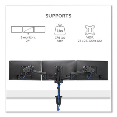 Platinum Series Triple Monitor Arm for 27" Monitors, 360 deg Rotation, +85/-20 deg Tilt, 360 deg Pan, Black, Supports 20 lb OrdermeInc OrdermeInc