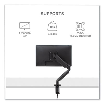 Platinum Series Single Monitor Arm, For 30" Monitors, 360 deg Rotation, 180 deg Tilt, 360 deg Pan, Black, Supports 20 lb OrdermeInc OrdermeInc