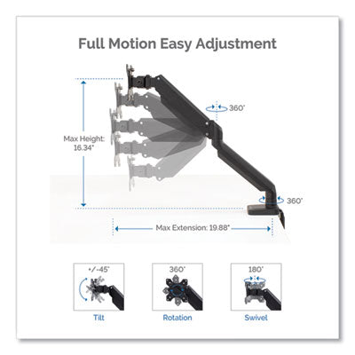 Platinum Series Single Monitor Arm, For 30" Monitors, 360 deg Rotation, 180 deg Tilt, 360 deg Pan, Black, Supports 20 lb OrdermeInc OrdermeInc