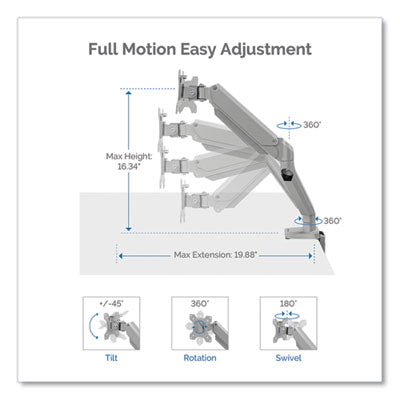 Platinum Series Dual Monitor Arm, For 27" Monitors, 360 deg Rotation, 45 deg Tilt, 180 deg Pan, Silver, Supports 20 lb OrdermeInc OrdermeInc