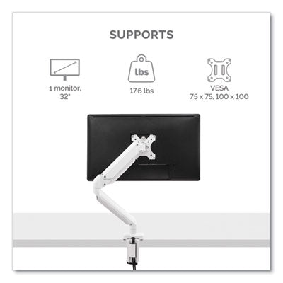 Platinum Series Single Monitor Arm, For 27" Monitors, 360 deg Rotation, 45 deg Tilt, 180 deg Pan, White, Supports 20 lb OrdermeInc OrdermeInc