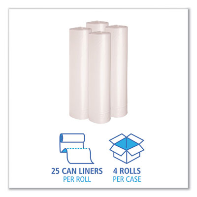 Recycled Low-Density Polyethylene Can Liners, 56 gal, 1.4 mil, 43" x 47", Clear, 10 Bags/Roll, 10 Rolls/Carton OrdermeInc OrdermeInc