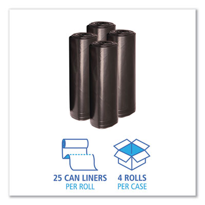Recycled Low-Density Polyethylene Can Liners, 45 gal, 1.6 mil, 40" x 46", Black, 10 Bags/Roll, 10 Rolls/Carton OrdermeInc OrdermeInc