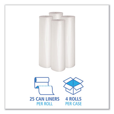 Recycled Low-Density Polyethylene Can Liners, 60 gal, 1.1 mil, 38" x 58", Clear, 10 Bags/Roll, 10 Rolls/Carton OrdermeInc OrdermeInc