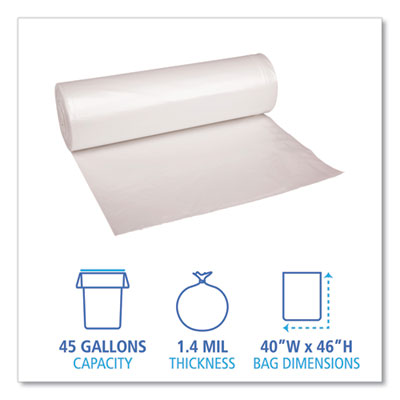 Recycled Low-Density Polyethylene Can Liners, 45 gal, 1.4 mil, 40" x 46", Clear, 10 Bags/Roll, 10 Rolls/Carton OrdermeInc OrdermeInc