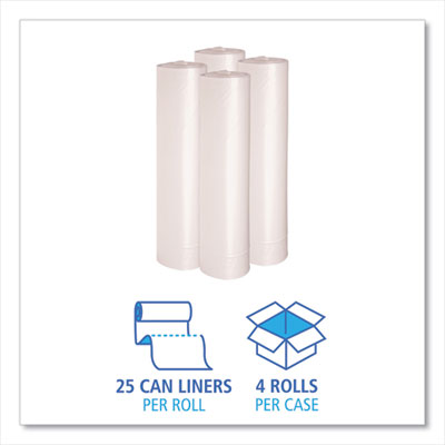 Recycled Low-Density Polyethylene Can Liners, 45 gal, 1.1 mil, 40" x 46", Clear, 10 Bags/Roll, 10 Rolls/Carton OrdermeInc OrdermeInc