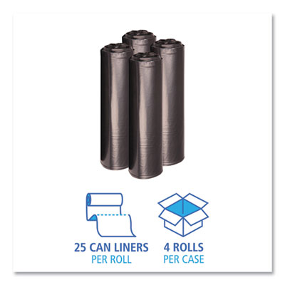 Recycled Low-Density Polyethylene Can Liners, 33 gal, 1.2 mil, 33" x 39", Black, 10 Bags/Roll, 10 Rolls/Carton OrdermeInc OrdermeInc