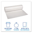 Recycled Low-Density Polyethylene Can Liners, 60 gal, 1.1 mil, 38" x 58", Clear, 10 Bags/Roll, 10 Rolls/Carton OrdermeInc OrdermeInc