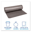 Low-Density Waste Can Liners, 56 gal, 1.1 mil, 43" x 47", Gray, 20 Bags/Roll, 5 Rolls/Carton OrdermeInc OrdermeInc