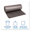 Low-Density Waste Can Liners, 60 gal, 0.95 mil, 38" x 58", Gray, 25 Bags/Roll, 4 Rolls/Carton OrdermeInc OrdermeInc