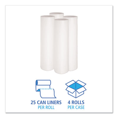 Low-Density Waste Can Liners, 56 gal, 0.6 mil, 43" x 47", White, 25 Bags/Roll, 4 Rolls/Carton OrdermeInc OrdermeInc