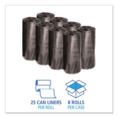 Low-Density Waste Can Liners, 33 gal, 0.5 mil, 33" x 39", Black, 25 Bags/Roll, 8 Rolls/Carton OrdermeInc OrdermeInc