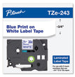 TZe Standard Adhesive Laminated Labeling Tape, 0.7" x 26.2 ft, Blue on White OrdermeInc OrdermeInc