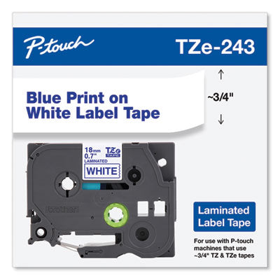 TZe Standard Adhesive Laminated Labeling Tape, 0.7" x 26.2 ft, Blue on White OrdermeInc OrdermeInc