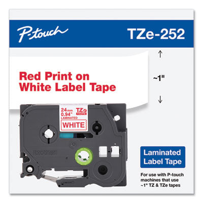 TZe Standard Adhesive Laminated Labeling Tape, 0.94" x 26.2 ft, Red on White OrdermeInc OrdermeInc