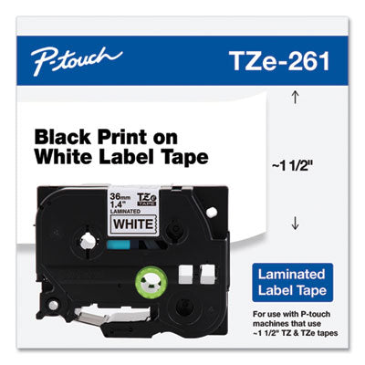 TZe Standard Adhesive Laminated Labeling Tape, 1.4" x 26.2 ft, Black on White OrdermeInc OrdermeInc