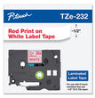 TZe Standard Adhesive Laminated Labeling Tape, 0.47" x 26.2 ft, Red on White OrdermeInc OrdermeInc