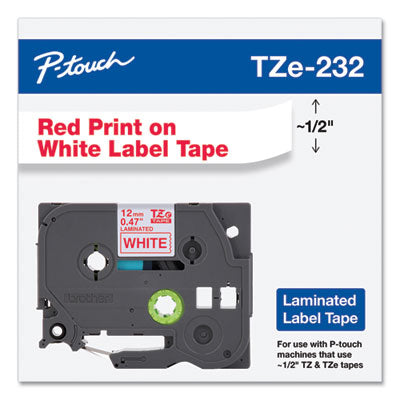 TZe Standard Adhesive Laminated Labeling Tape, 0.47" x 26.2 ft, Red on White OrdermeInc OrdermeInc