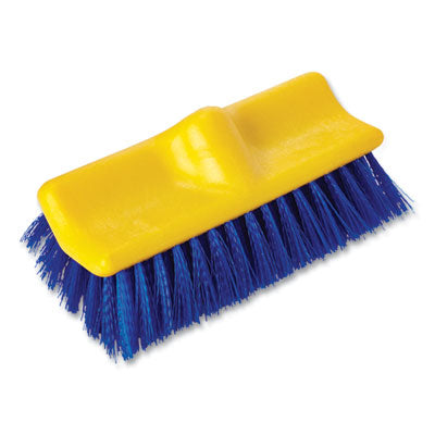 Rubbermaid® Commercial Bi-Level Deck Scrub Brush, Blue Polypropylene Bristles, 10" Brush, 10" Plastic Block, Threaded Hole OrdermeInc OrdermeInc