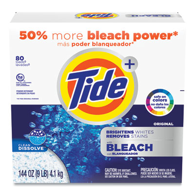 Laundry Detergent with Bleach, Tide Original Scent, Powder, 144 oz Box - OrdermeInc