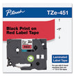 TZe Standard Adhesive Laminated Labeling Tape, 0.94" x 26.2 ft, Black on Red OrdermeInc OrdermeInc