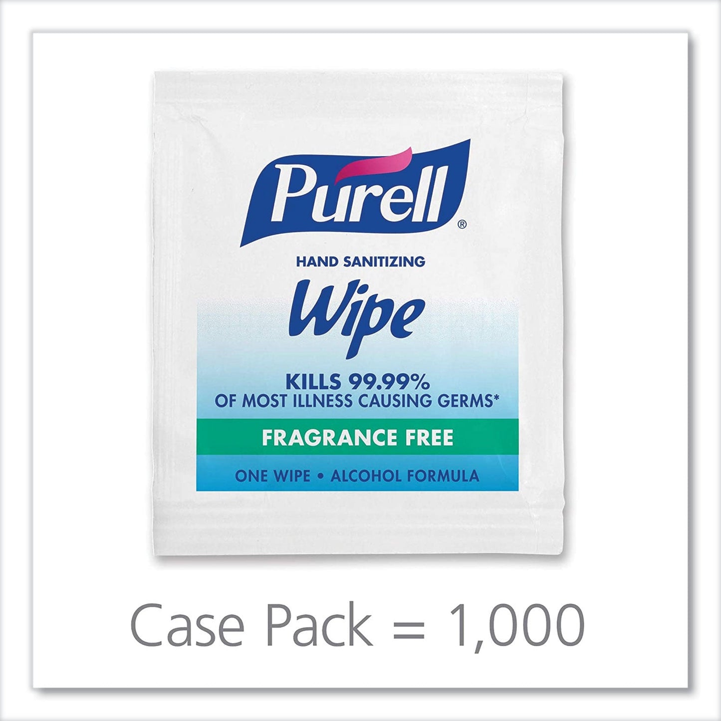 Premoistened Sanitizing Hand Wipes, Individually Wrapped, 5 x 7, Unscented, White, 1,000/Carton